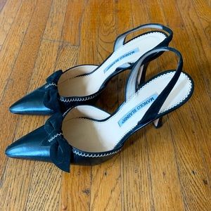 Manolo Blahnik Black Slingback Heels Size 38